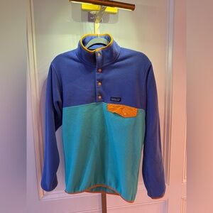 Patagonia Rare Synchilla Snap T Blue Mens Fleece Jacket 1/4 Vintage 80s  90s Xs